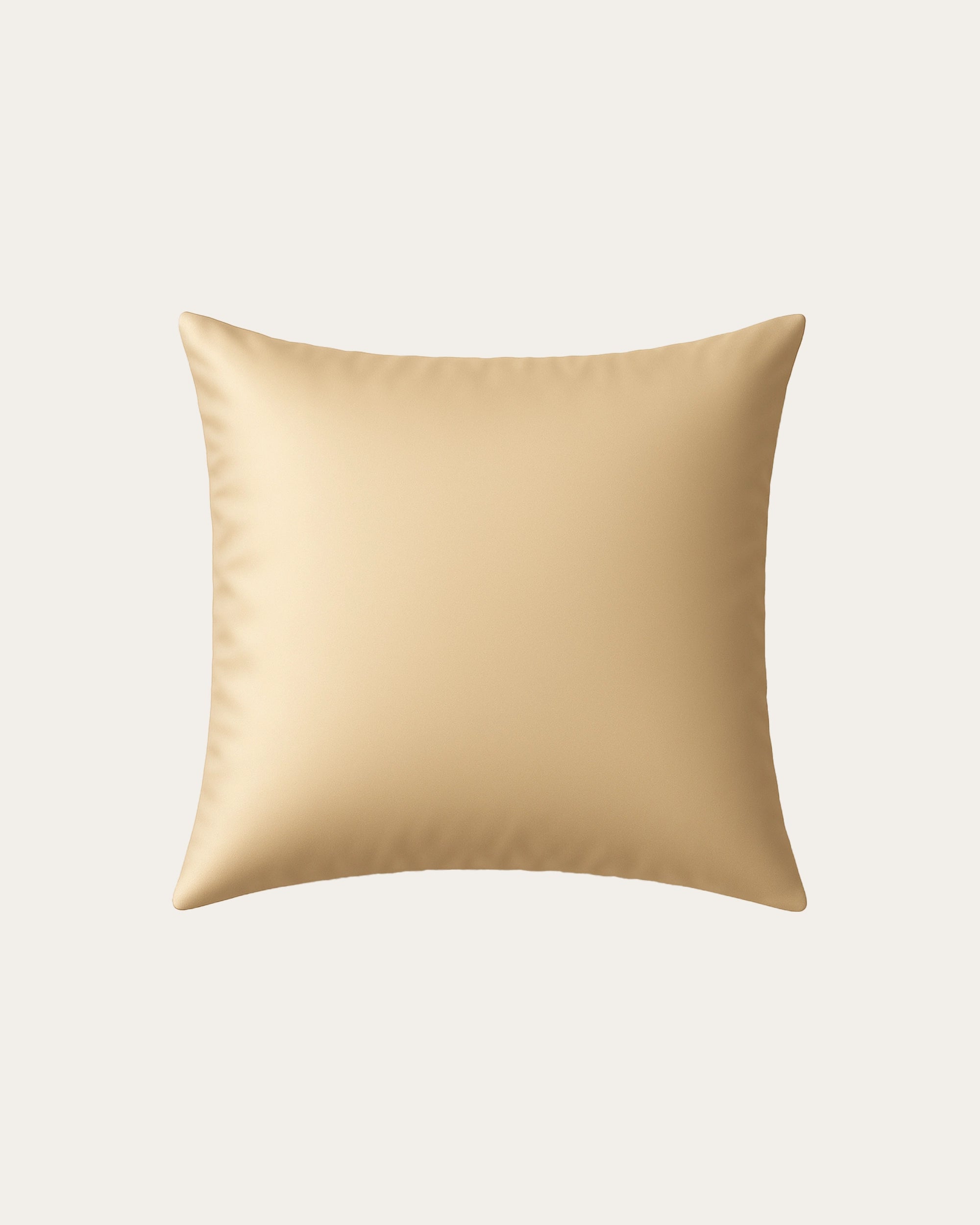 Beige satin square pillowcase, smooth and breathable, luxury decor accessory for any setting.