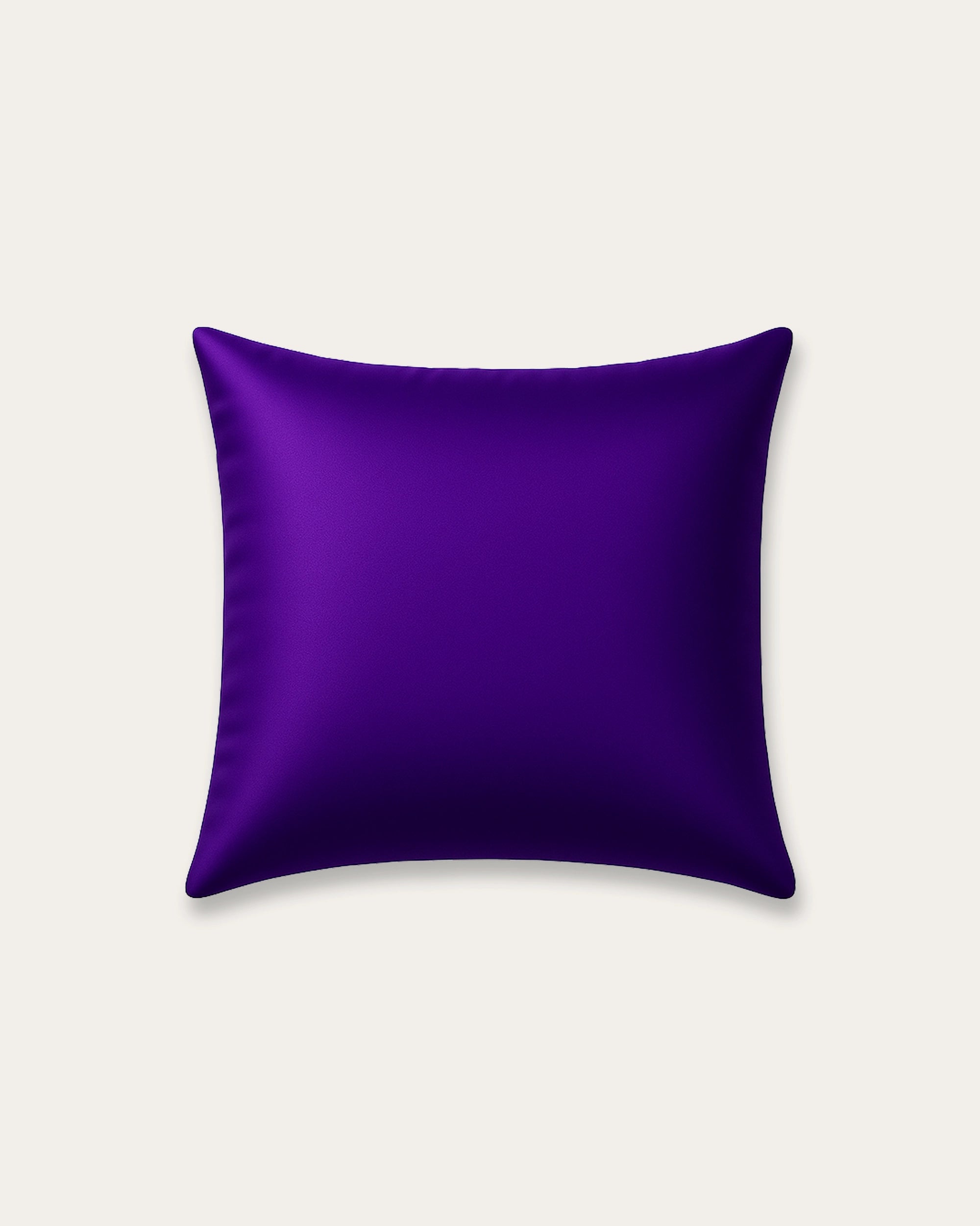 Purple satin square pillowcase, luxurious and wrinkle-resistant, designed to protect hair and smooth skin.
