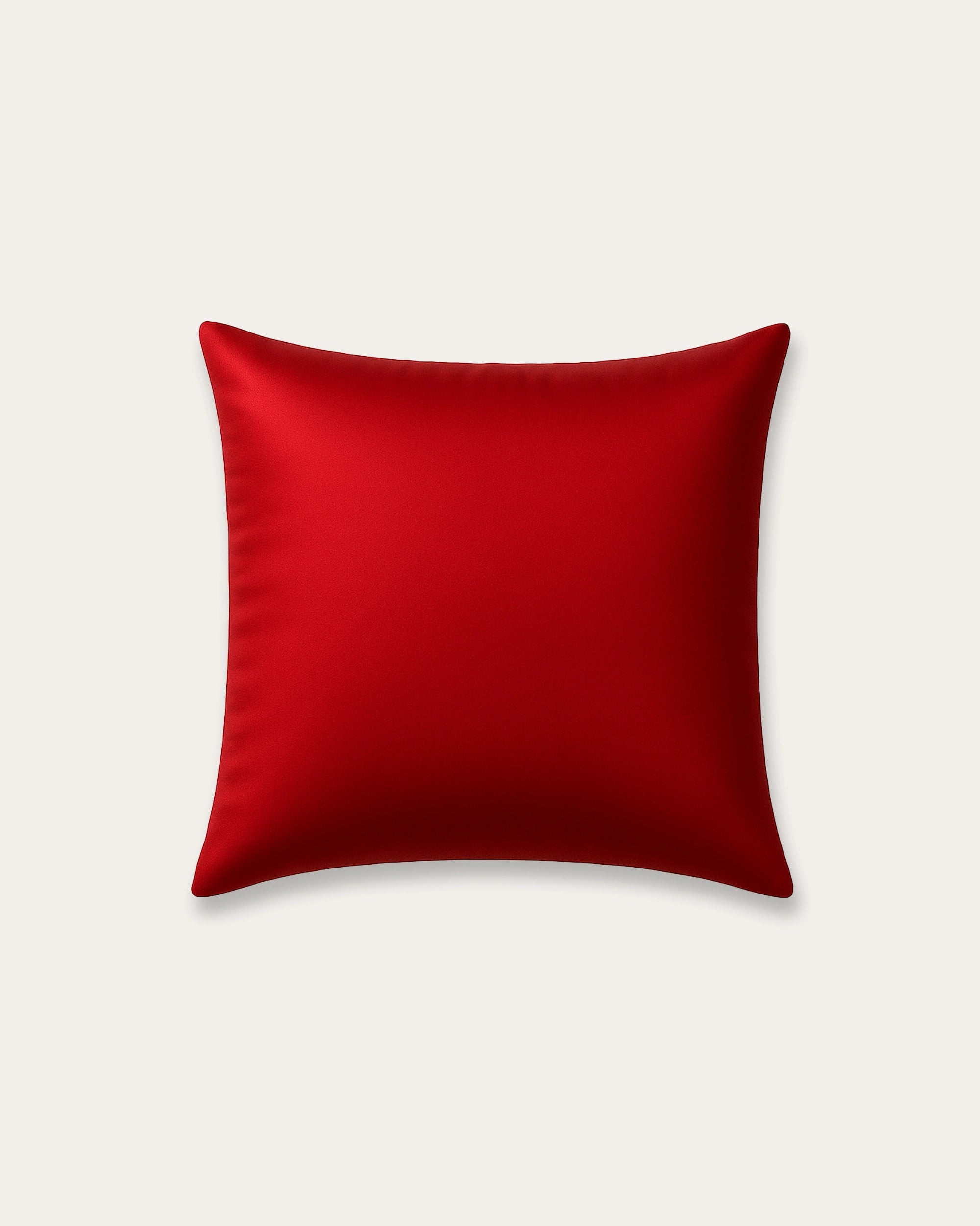 Imperial red satin square pillowcase, smooth texture, luxurious touch for bedding decor, wrinkle-free and breathable.